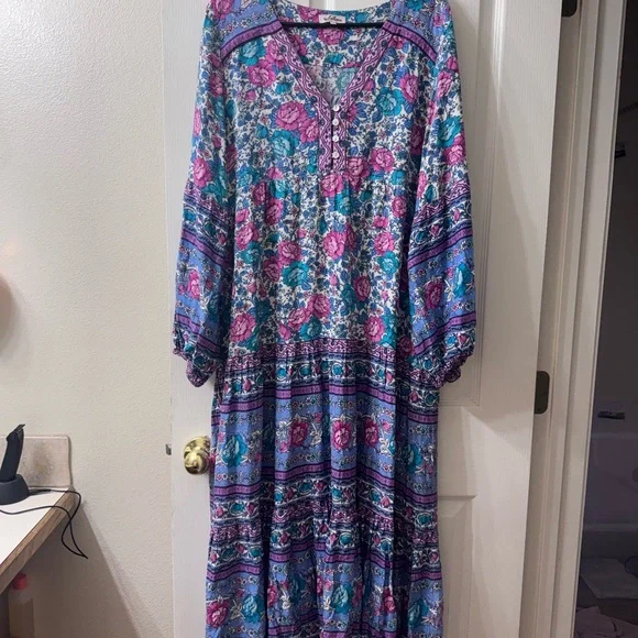 Arnhem Floral Maxi Dress in Teal & Pink - Picture 1 of 4